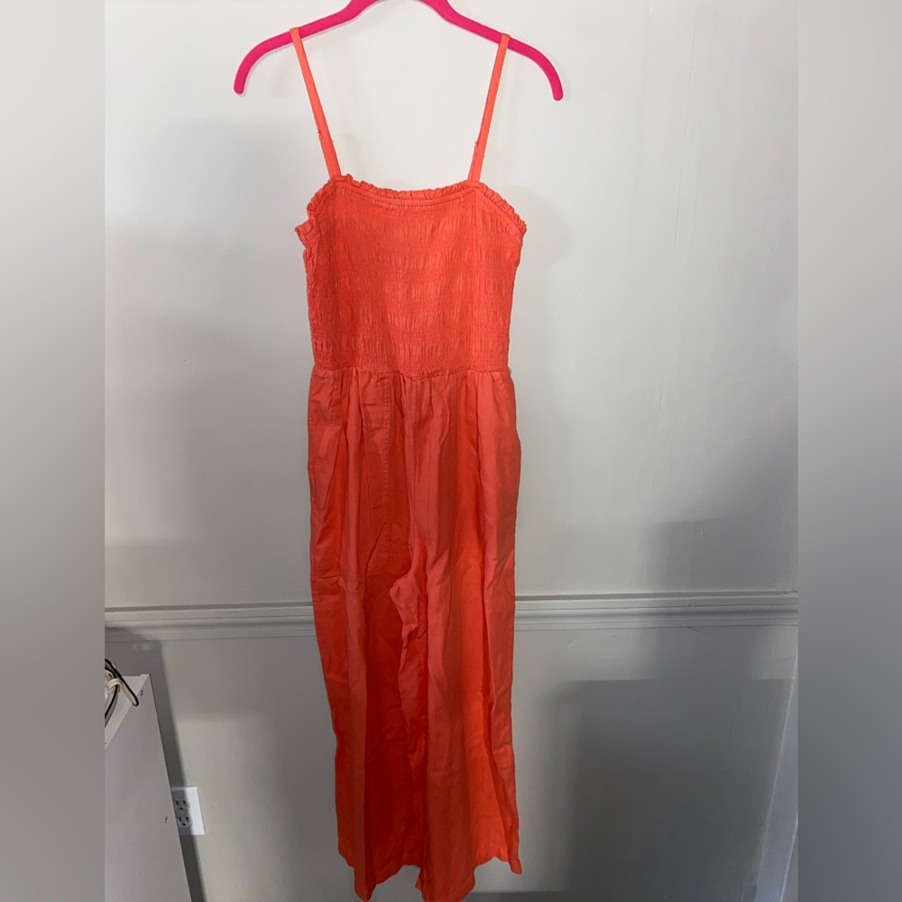 Coral Smocked Jumpsuit